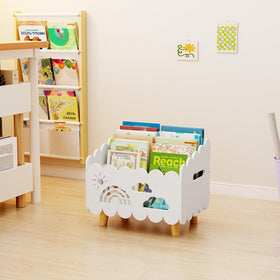 BPMFDTNL Wood Kids Bookshelf basket-shape storage adds cozy decorative touch for playrooms.