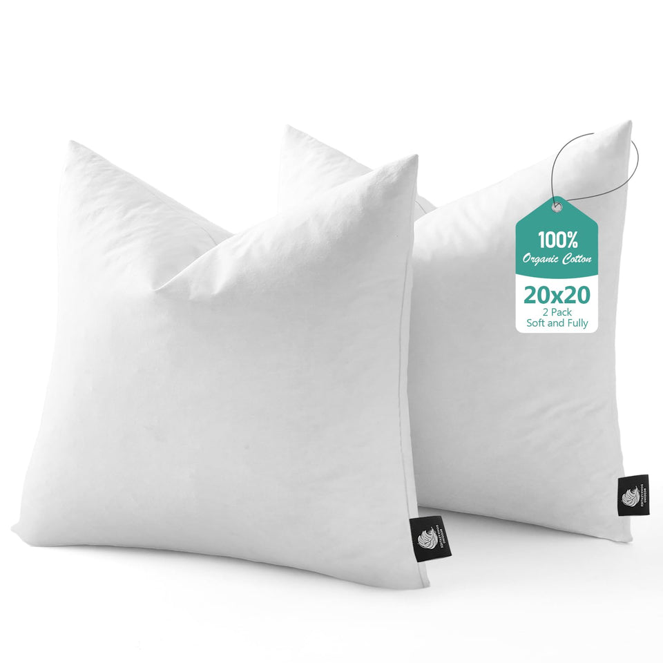 BPC luxury feather-down 20x20 pillow insert with plush loft for couches.