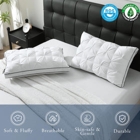 BPC bed pillow in a cozy bedroom setting showcasing hotel-like comfort