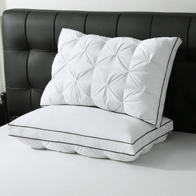 BPC Luxury goose-down pillow front with crinkled pattern shows premium design and comfort