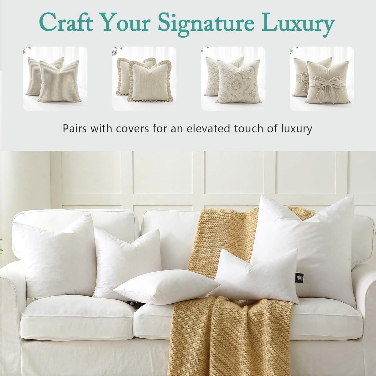 BPC organic cotton pillow cover on 20x20 insert, breathable and soft.