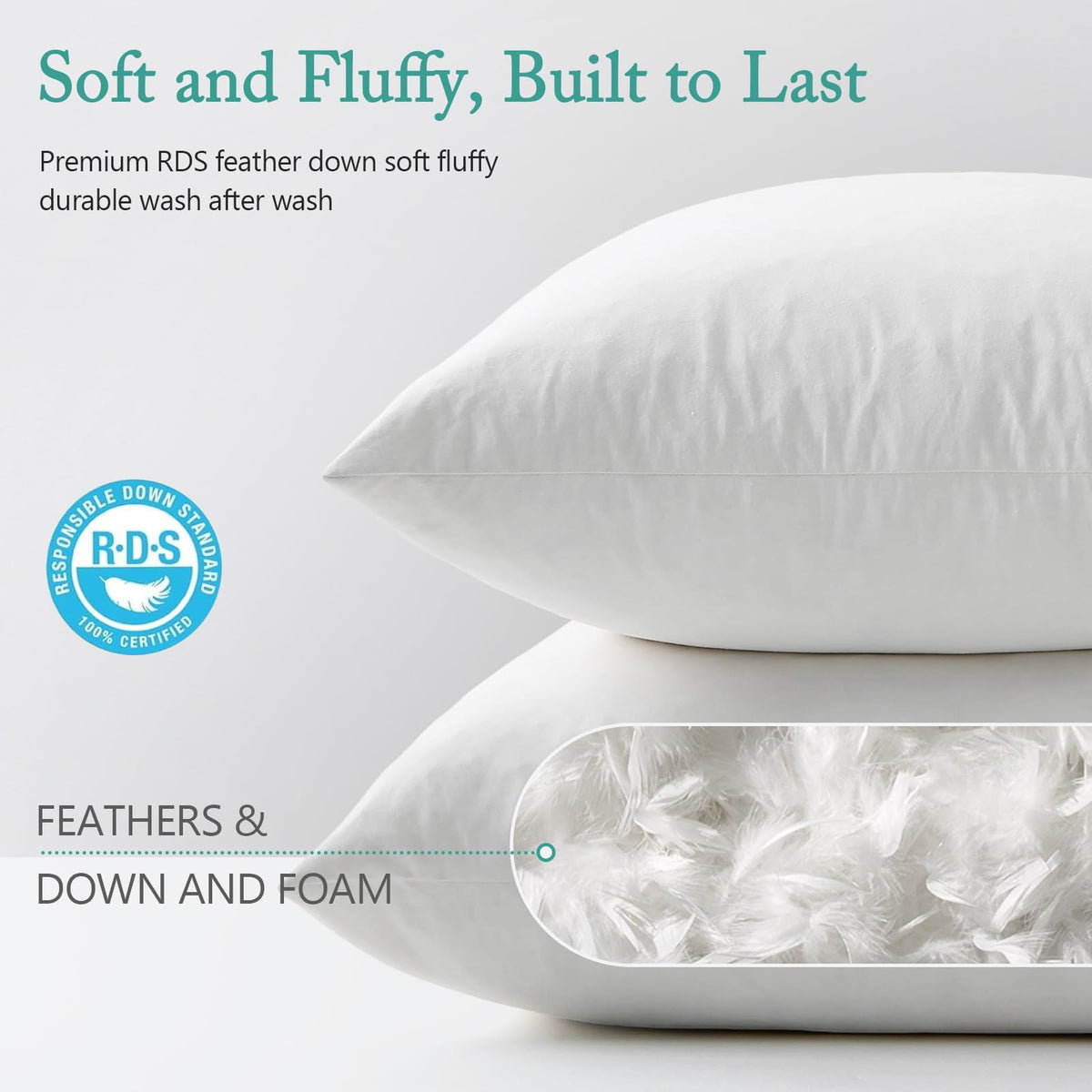 BPC pillow inserts vacuum-packed for compact storage and easy shipping.