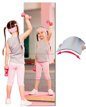 BQRIS Kids safety unbreakable mirror flatlay with four 12x12 tiles ready for wall mounting