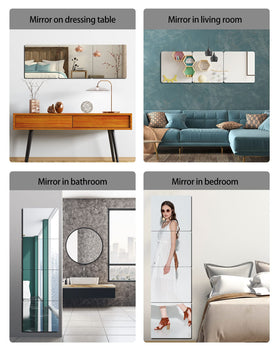 BQRIS wall-mount tile mirror suited for bedrooms, living rooms alike