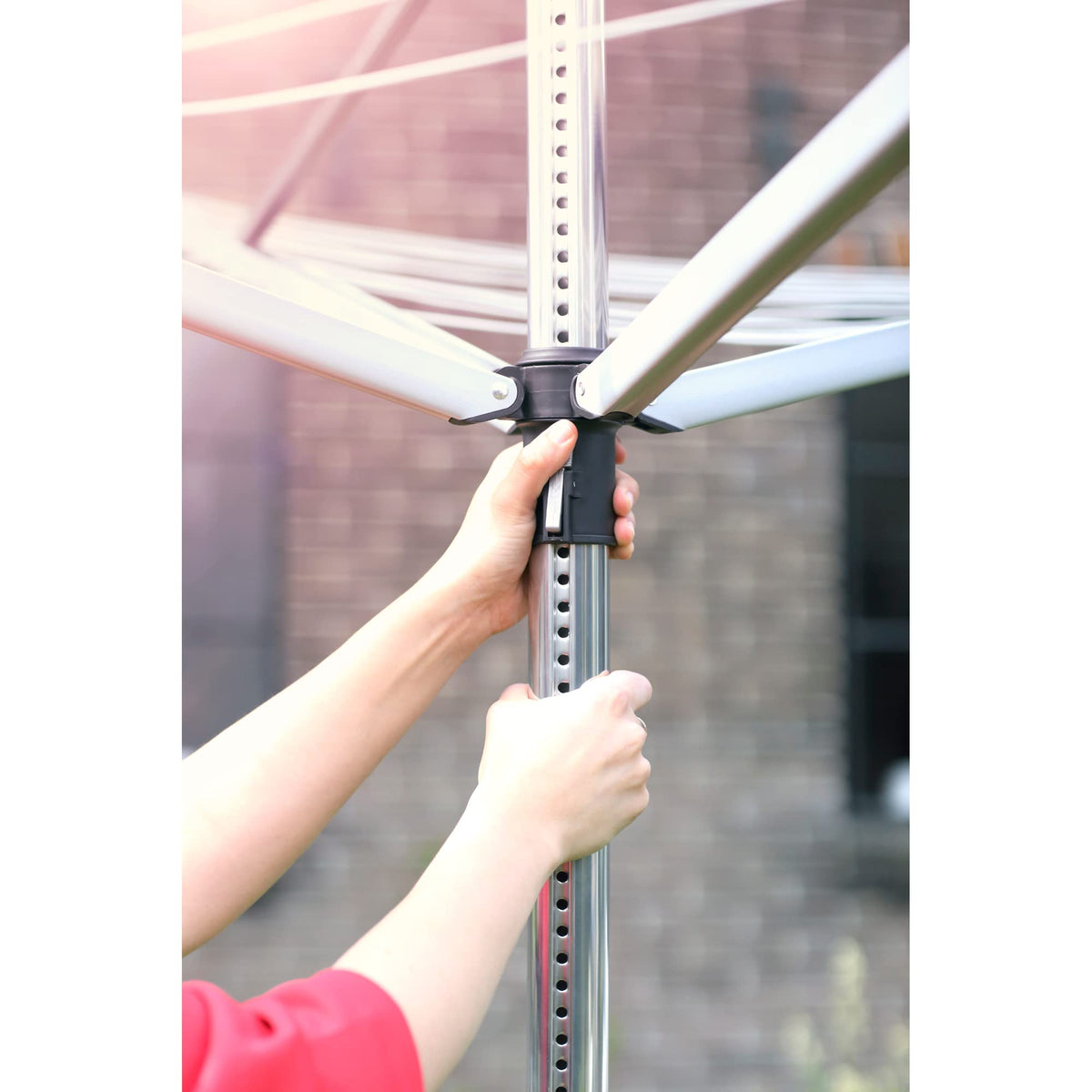 Brabantia folded storage demonstrates compact profile for off-season keeping.