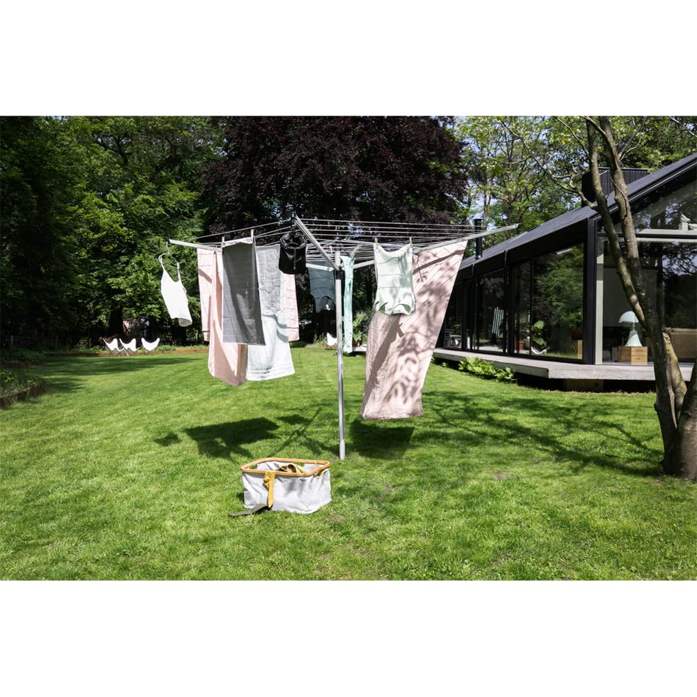 Brabantia ground spike ensures sturdy lawn anchoring for heavy drying loads.