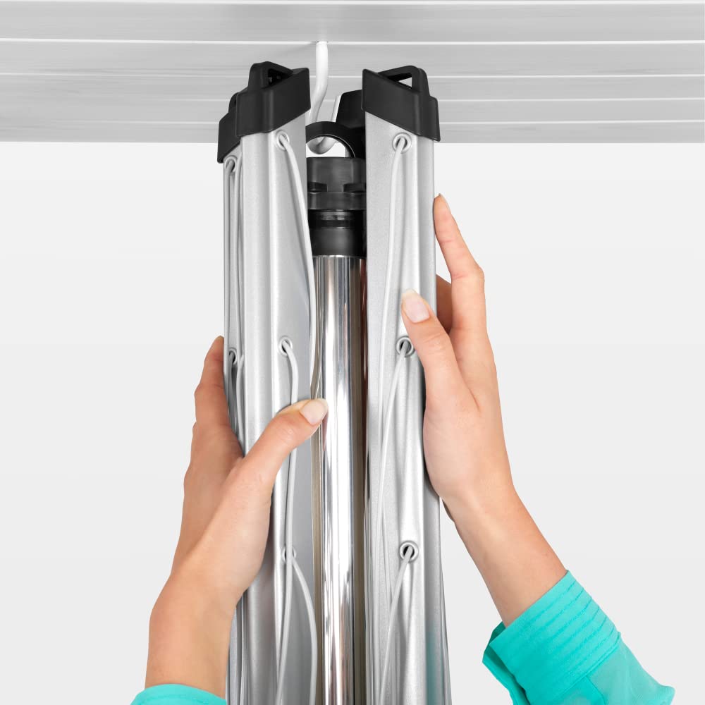 Brabantia UV-resistant lines emphasize weatherproof drying performance.