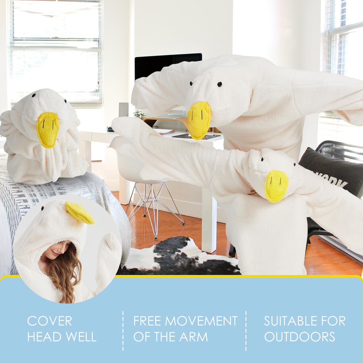 BRAFFWNE wearable blanket hoodie interior sherpa for extra softness during lounging