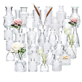 Brajttt glass bud vase set 32pcs for elegant rustic centerpieces.