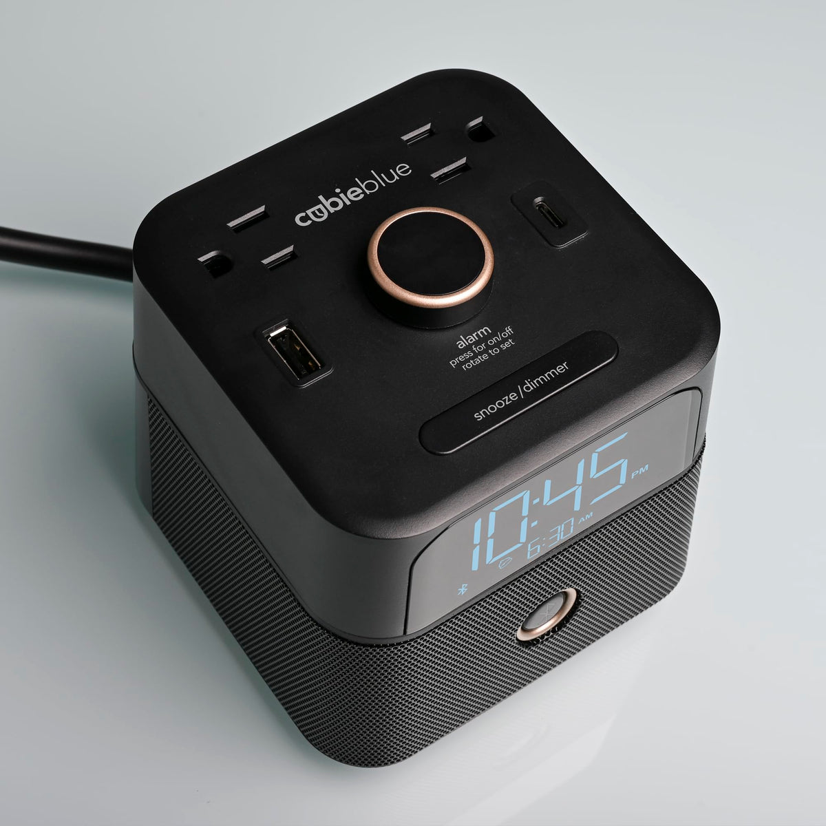 Brandstand CubieBlue Bluetooth speaker enhances your morning playlist.