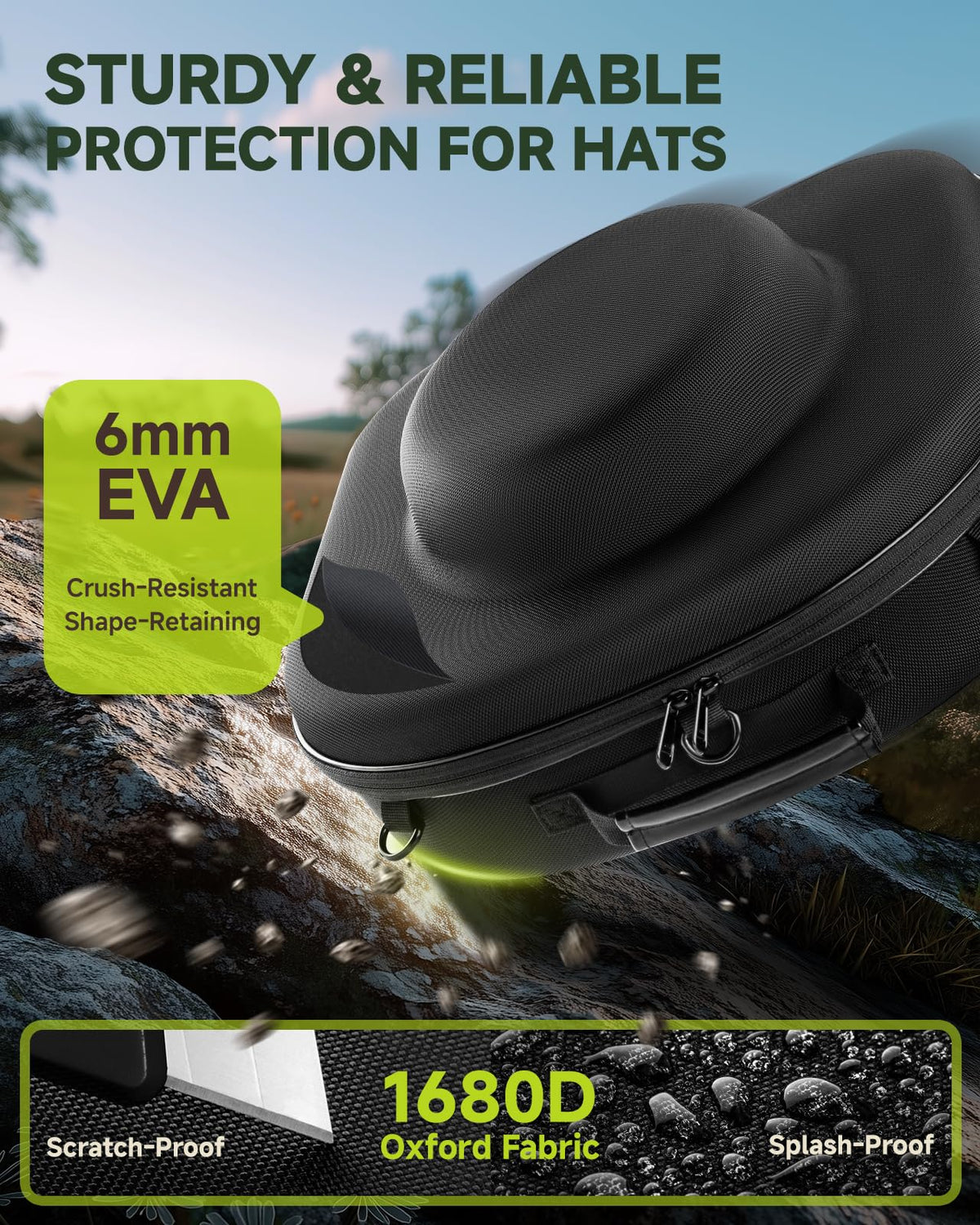 BRANTMAKER hat box crush-proof exterior protects hats in transit.