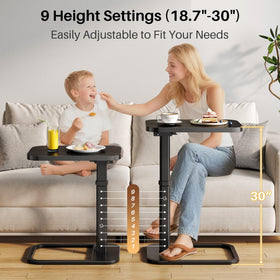 Branwick adjustable-height TV tray showing the nineteen to thirty inch range