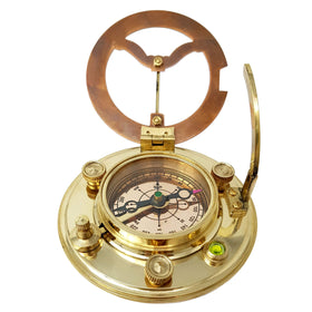 Brass Nautical sundial-compass ship-replica look for nautical enthusiasts.