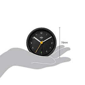 Minimalist bezel design on Braun clock reflects Bauhaus-inspired style.