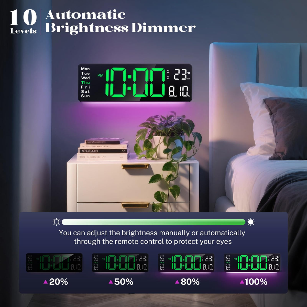 Brauthon night-light color cycle enhances bedroom ambiance.