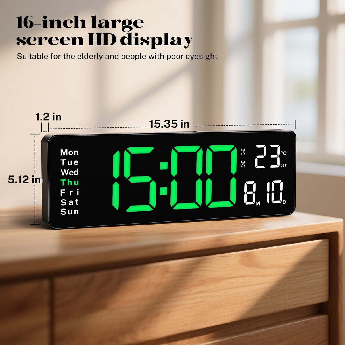 Brauthon remote-control clock lets you adjust settings from across the room.