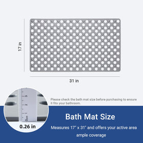 BREELEAM bathtub mat showing suction cups for secure placement.