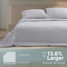 Breescape cooling comforter breathable fiber gaps promote airflow around the blanket.