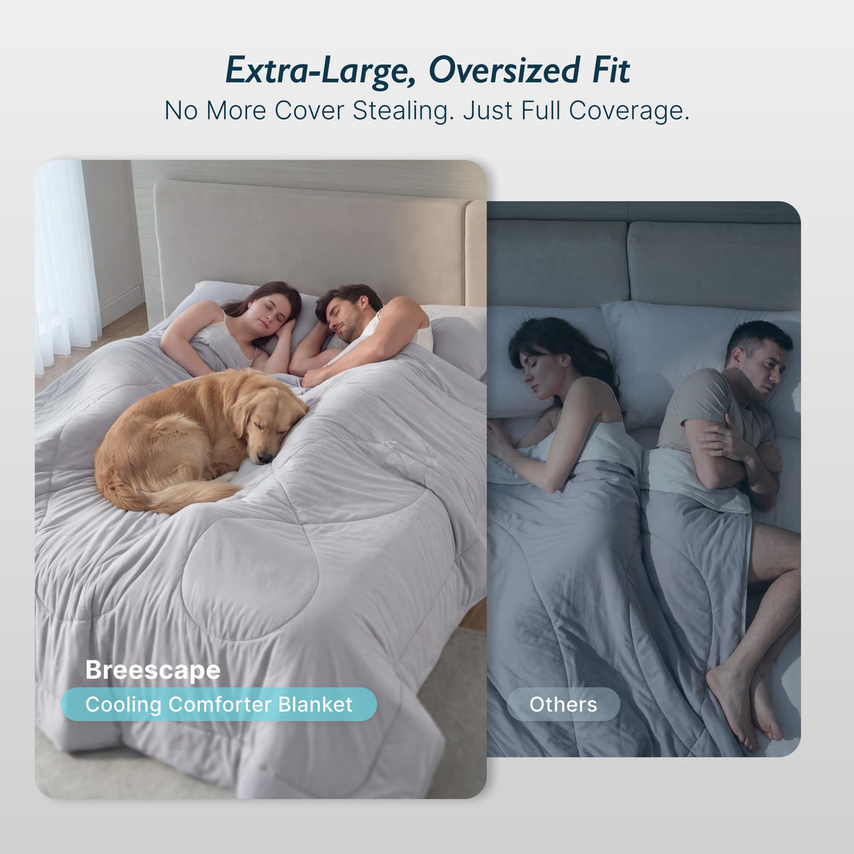 Breescape cooling comforter reinforced double-stitching emphasizes durability and everyday wear.