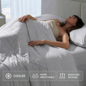 Breescape cooling comforter extended coverage on all sizes provides relaxed, enveloping comfort.