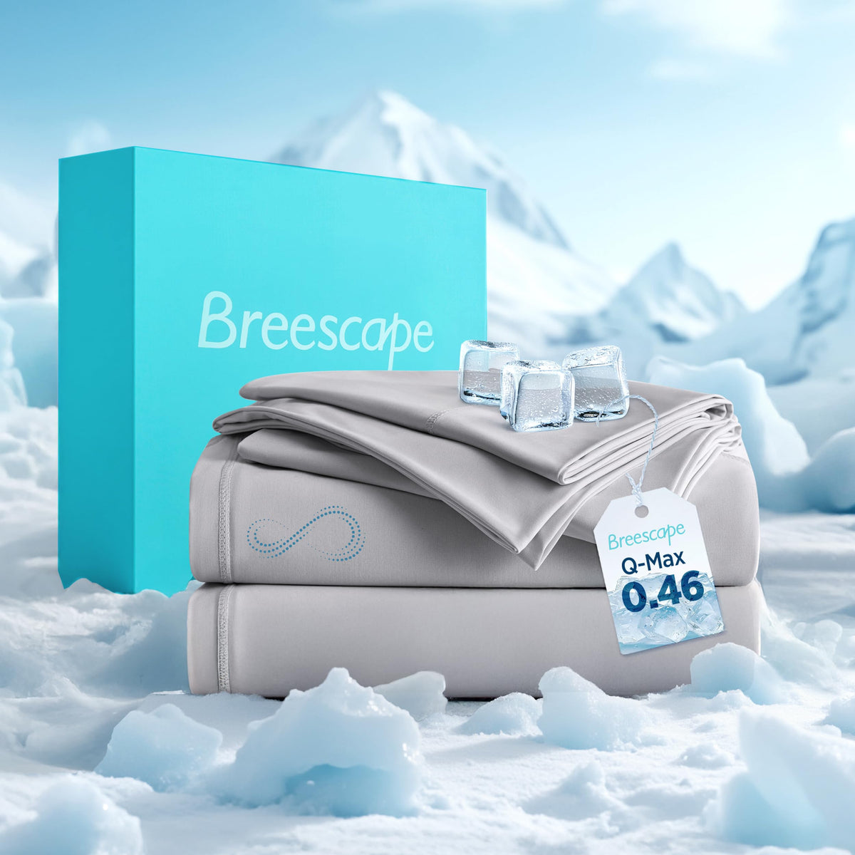 Breescape cooling sheets king size main view showing Misty Gray fabric for temperature control