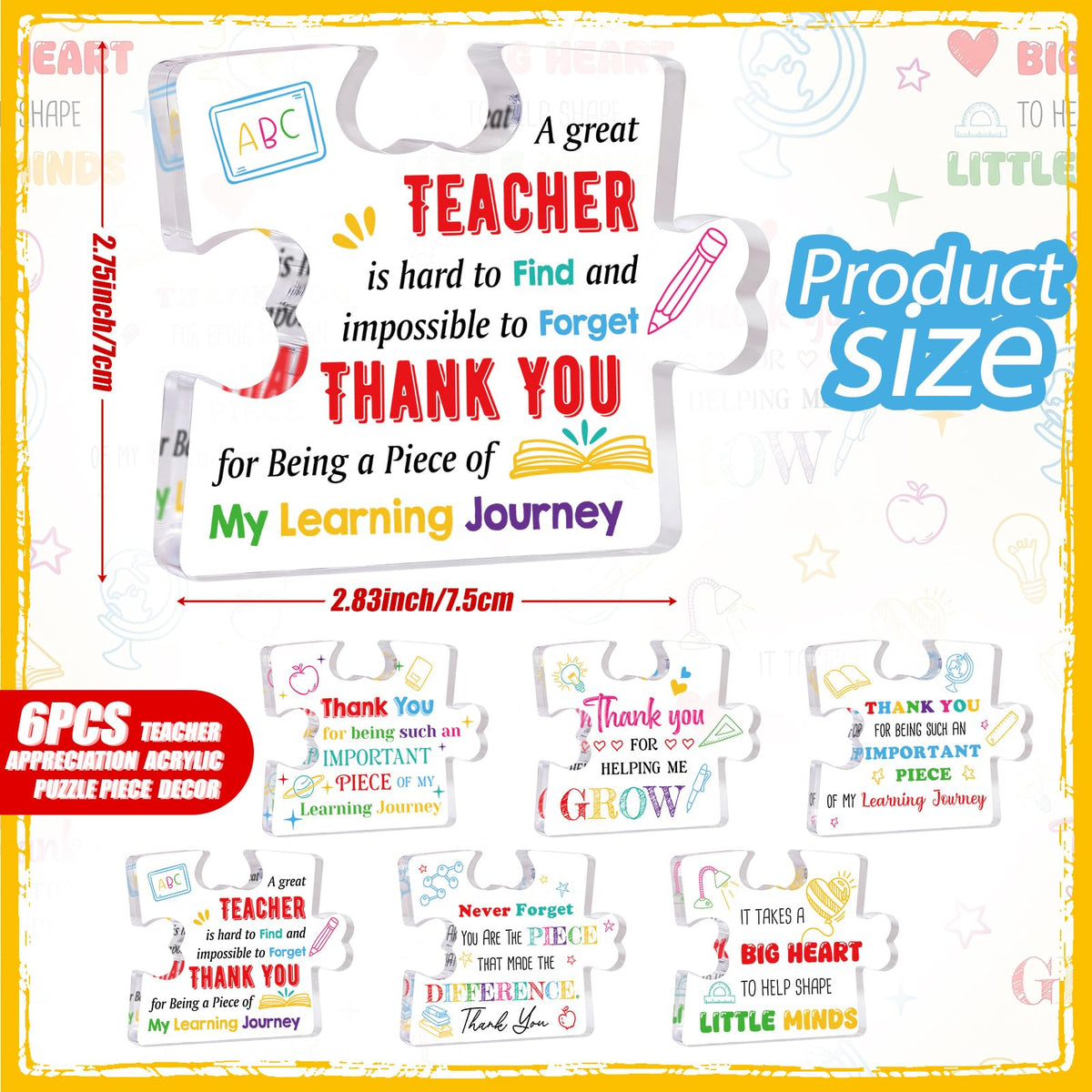 BreezeHug clear acrylic teacher desk decor showcasing multicolor plaques.