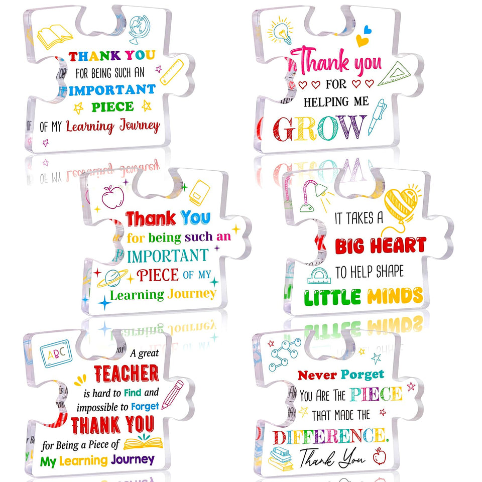BreezeHug puzzle-piece plaque set for teachers, a heartfelt gift highlighting growth and gratitude.