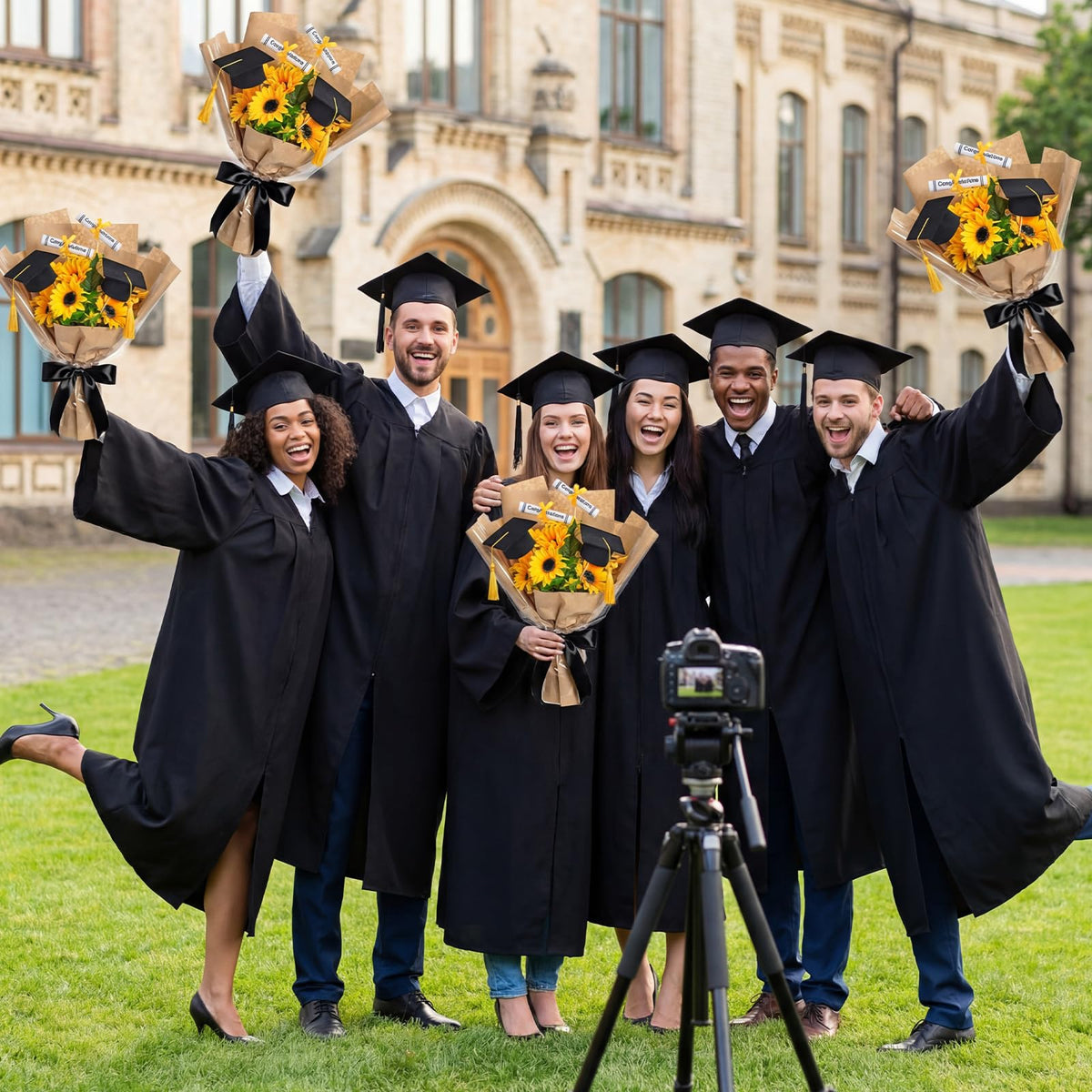 Breling black and gold cap adds festive charm to graduation table