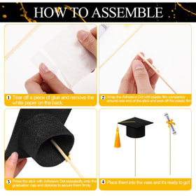 Breling cap and diploma centerpiece display for DIY decor setup