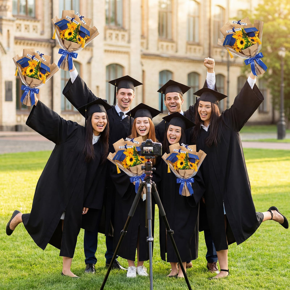 Breling graduation cap and scroll display suitable as table toppers.