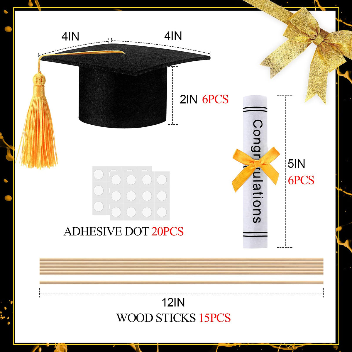 Breling felt diploma scrolls, compact decorative accents for grad parties and bouquets.