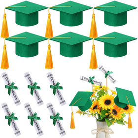 Breling green graduation cap with gold tassel for festive party decor