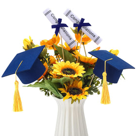 Breling graduation scroll diploma with blue bow centerpiece for table display