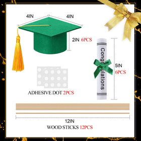 Breling graduation scroll diploma with gold bow for centerpiece or cake topper