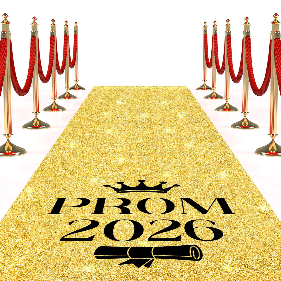 Breling Prom 2026 gold carpet runner enhances aisle drama and photo moments.