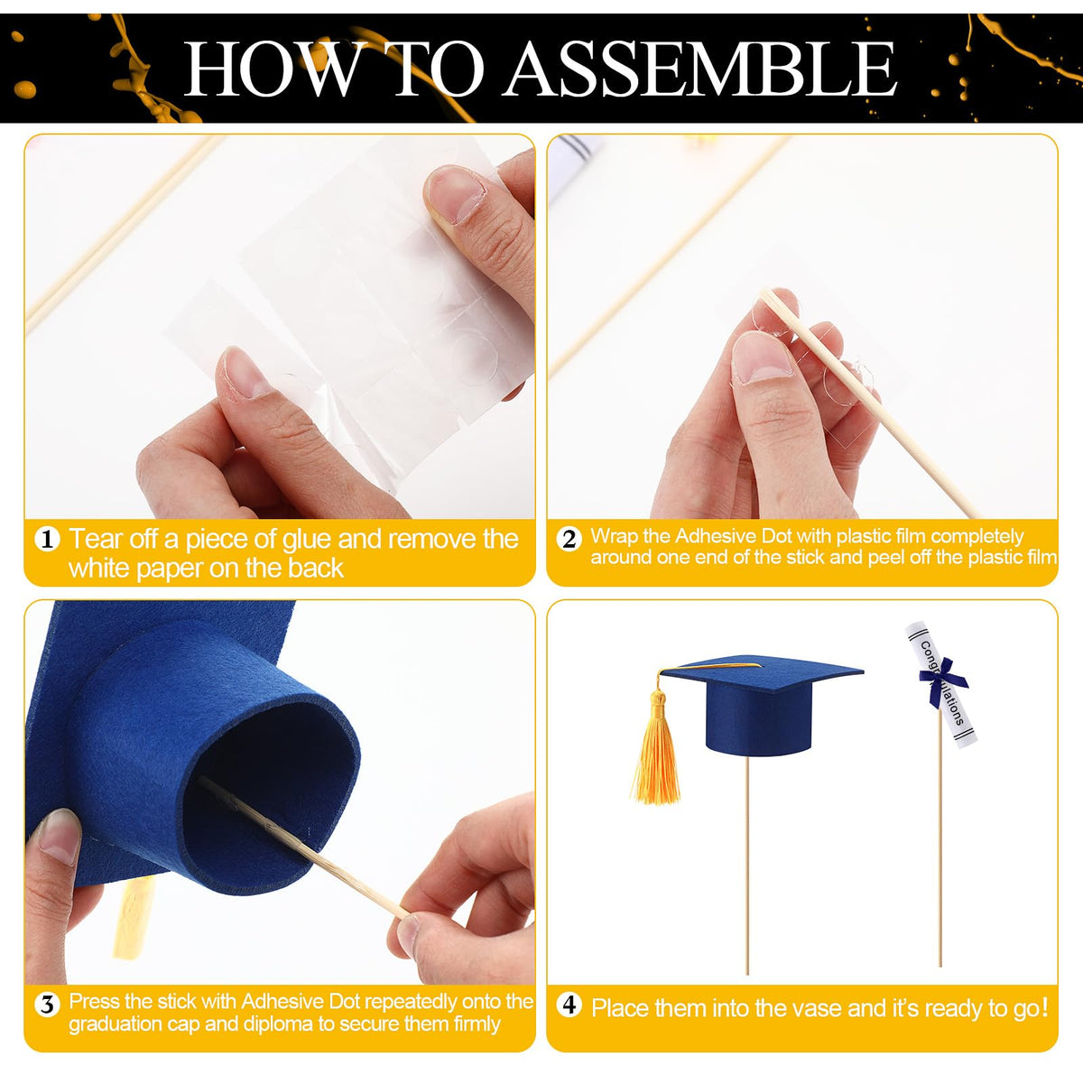 Breling 30 cm wooden sticks supporting graduation toppers