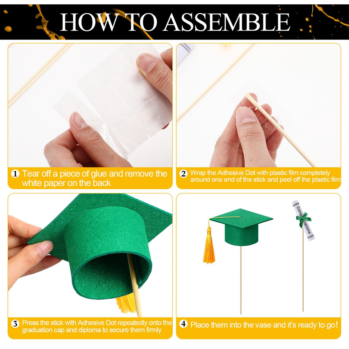 Breling wooden stick 25 cm for sturdy graduation centerpiece support