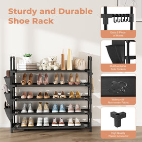 BrFoYu 5-Tier Shoe Rack close-up of durable metal frame and connectors.