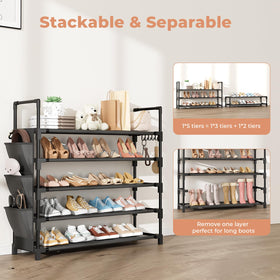 BrFoYu 5-Tier Shoe Rack showing large capacity for boots and sneakers.