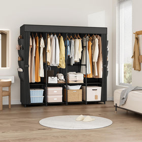 BrFoYu spacious 64.6-inch wardrobe supports assorted outfits and storage.