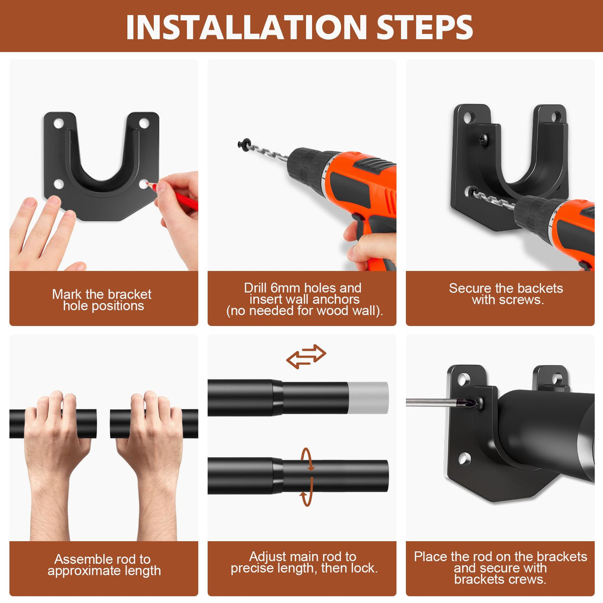 BrFoYu closet rod versatile for closets, RVs and more