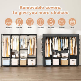 BrFoYu eight storage shelves keep folded clothes neatly arranged.
