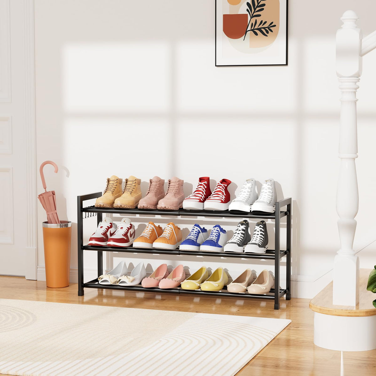Entryway organization with BrFoYu rack keeps shoes tidy.