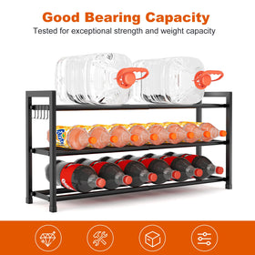 BrFoYu three-tier rack with five hooks maximizes storage.