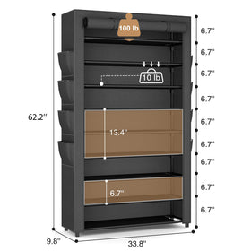 BrFoYu sturdy metal frame supports heavy shoe storage and bags.
