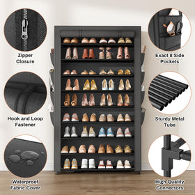 BrFoYu large capacity holds 40+ pairs of sneakers and boots.