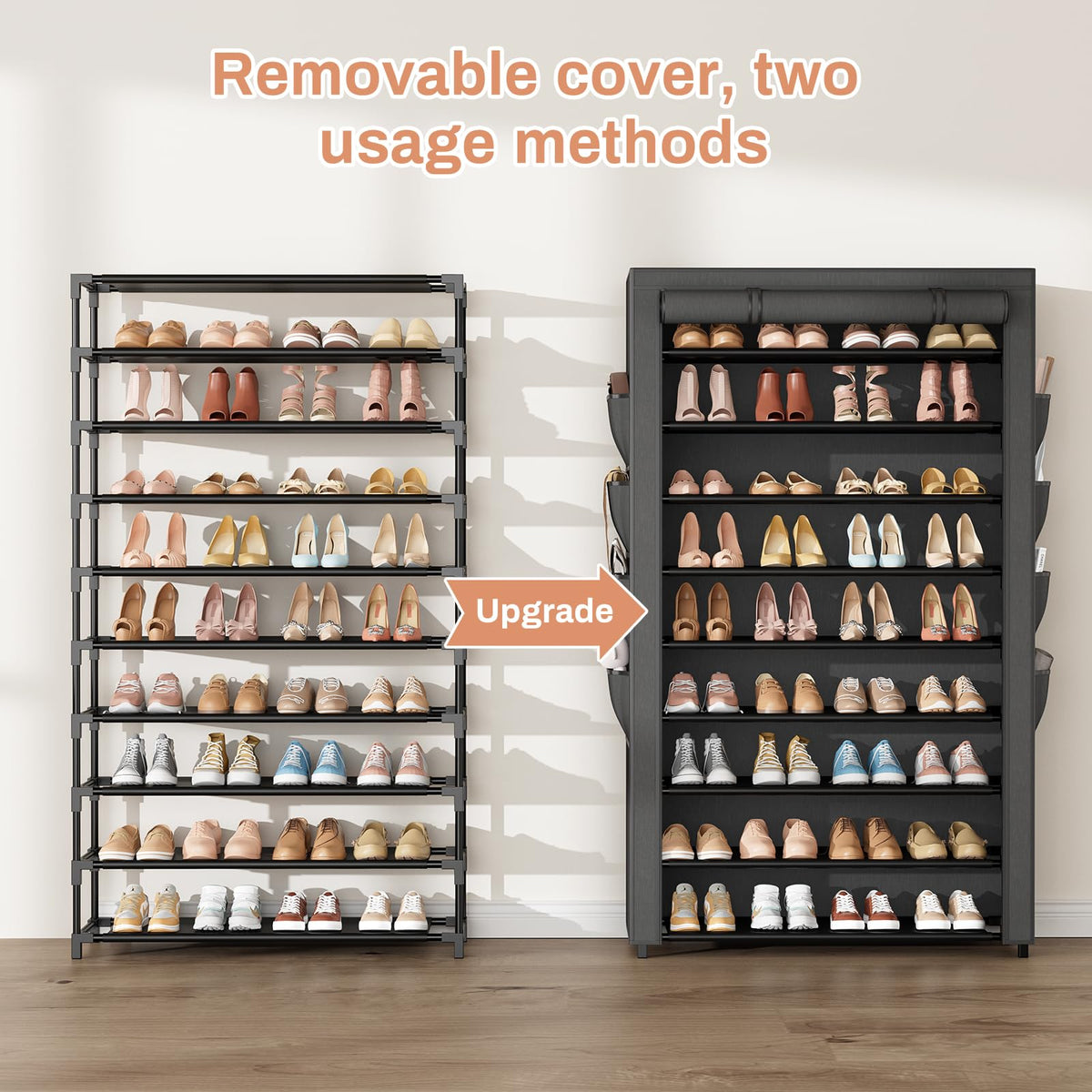 BrFoYu vertical rack with 8 pockets for small items and accessories.