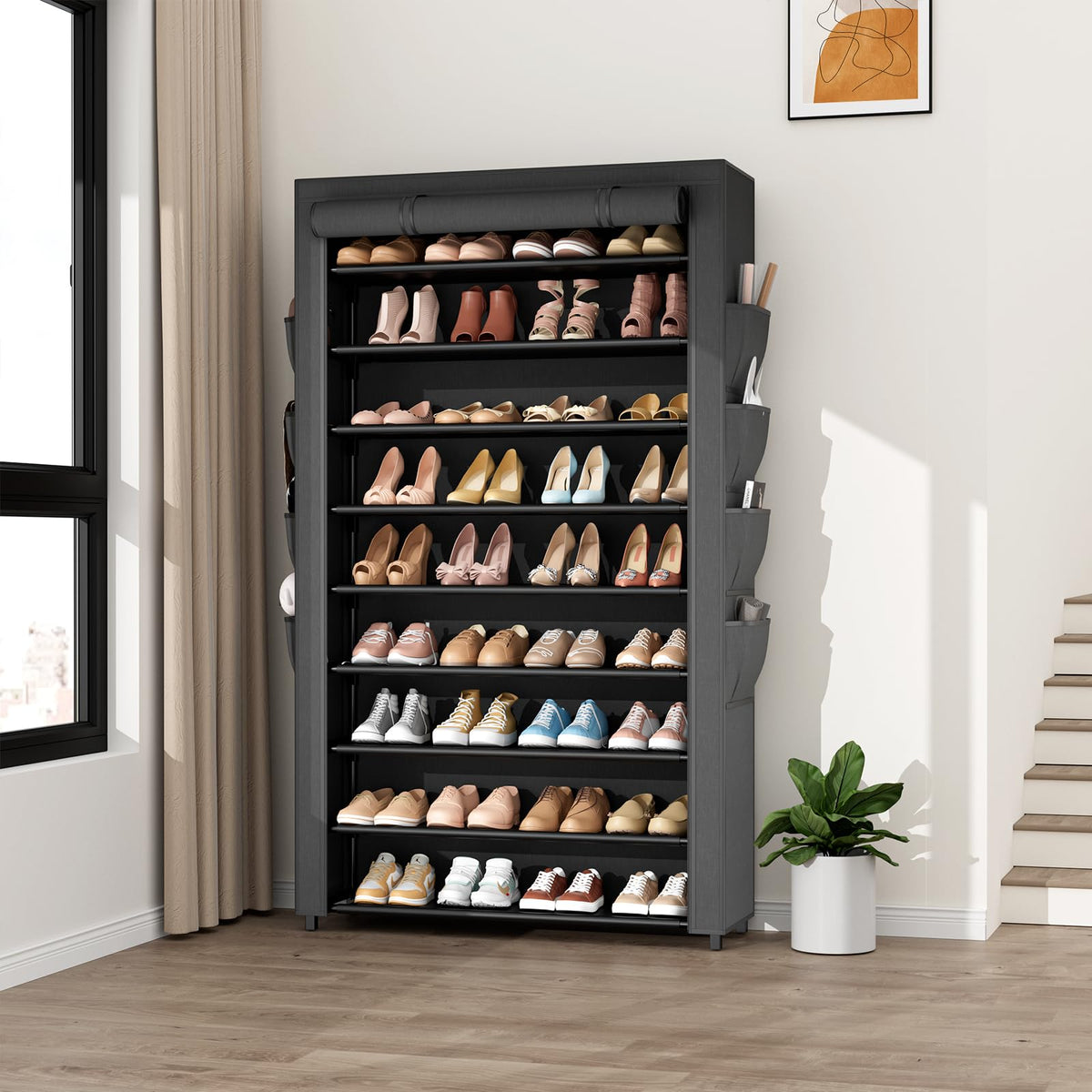 BrFoYu stackable shelves adapt to various heights for sneakers to boots.