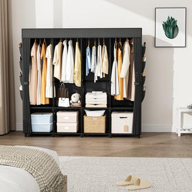 BrFoYu sturdy metal frame and reinforced connectors provide durable wardrobe support.