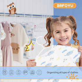 White BrFoYu hangers create a clean, tidy kid wardrobe.